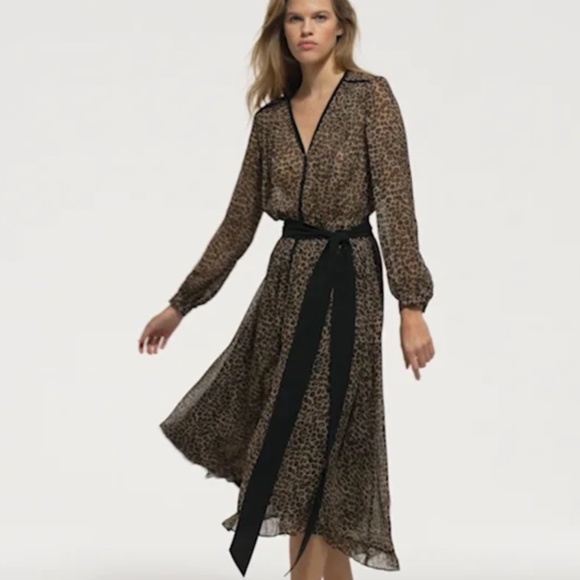 🐆🖤 NWT The Kooples Button-Down Leopard Print Maxi Dress | Fluid Viscose $450! - Picture 2 of 12